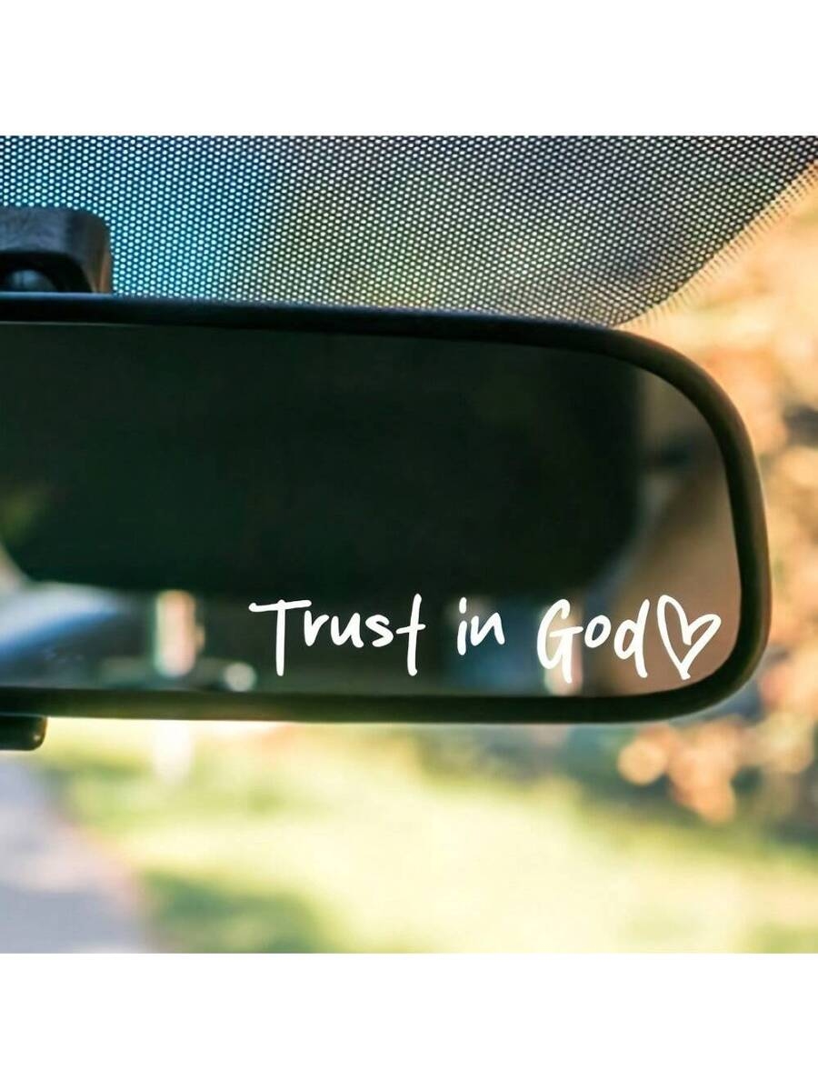 Bible Church Mirror Stickers - Trust In God, Faith Hope For Love, Self-Adhesive Shiny Appearance, Teacher Religious Gifts, "Trust In God" With Heart Graphics - Christian Church Decorations For Churches, Homes, Schools And Offices! - Image 2