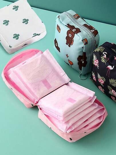 SHEIN 1PC Portable Sanitary Napkin Storage Bag, Zipper Oxford Cloth Menstrual Pad Bag, Stylish And Practical Multi-Function Travel Storage Bag - Perfect For Toiletries, Sanitary Napkins, Lipstick Bag, Coin Purse, Portable Storage Bag,Travel Wash Bag For Girls Women Ladies,And Makeup For Teen Girls Women Ladies,Back To School,Office & School Supplies Christmas For Holiday Gift Giving,Boho Vibes