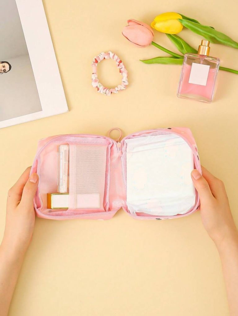 SHEIN 1PC Portable Sanitary Napkin Storage Bag, Zipper Oxford Cloth Menstrual Pad Bag, Stylish And Practical Multi-Function Travel Storage Bag - Perfect For Toiletries, Sanitary Napkins, Lipstick Bag, Coin Purse, Portable Storage Bag,Travel Wash Bag For Girls Women Ladies,And Makeup For Teen Girls Women Ladies,Back To School,Office & School Supplies Christmas For Holiday Gift Giving,Boho Vibes - Image 12
