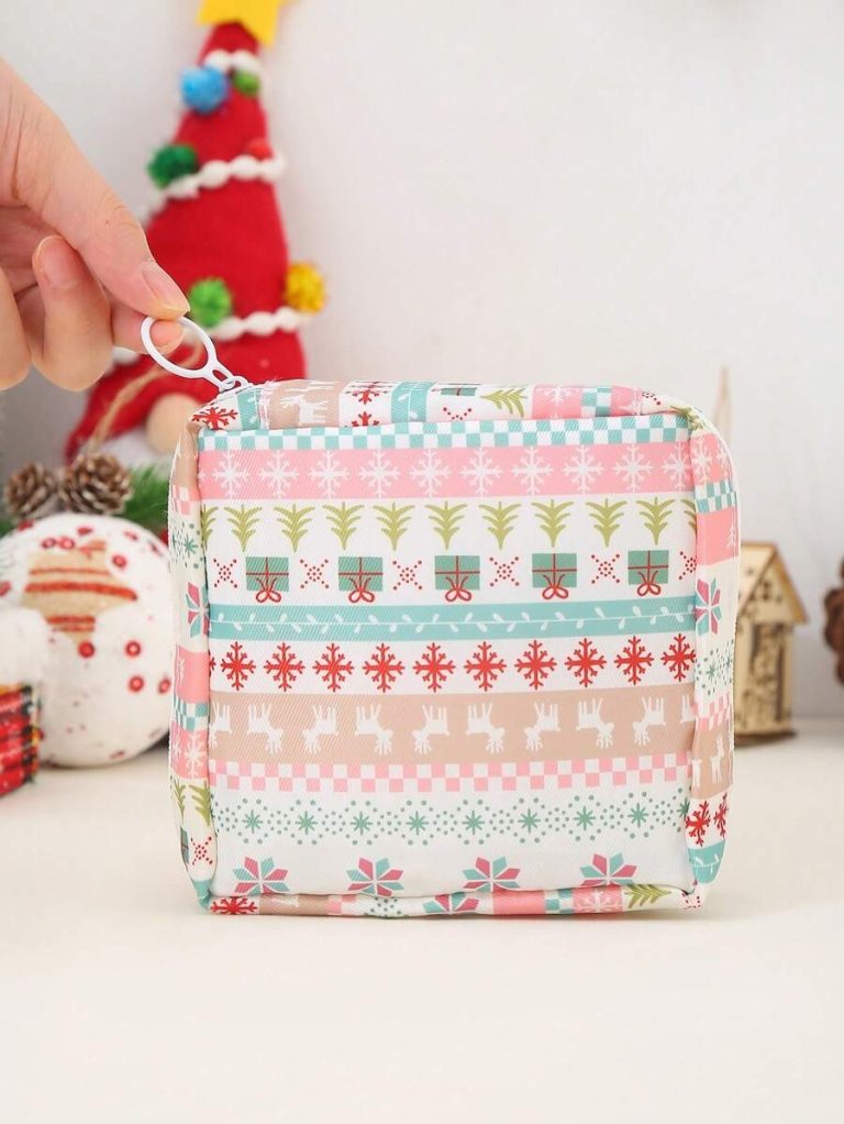 SHEIN 1PC Portable Sanitary Napkin Storage Bag, Zipper Oxford Cloth Menstrual Pad Bag, Stylish And Practical Multi-Function Travel Storage Bag - Perfect For Toiletries, Sanitary Napkins, Lipstick Bag, Coin Purse, Portable Storage Bag,Travel Wash Bag For Girls Women Ladies,And Makeup For Teen Girls Women Ladies,Back To School,Office & School Supplies Christmas For Holiday Gift Giving,Boho Vibes - Image 20