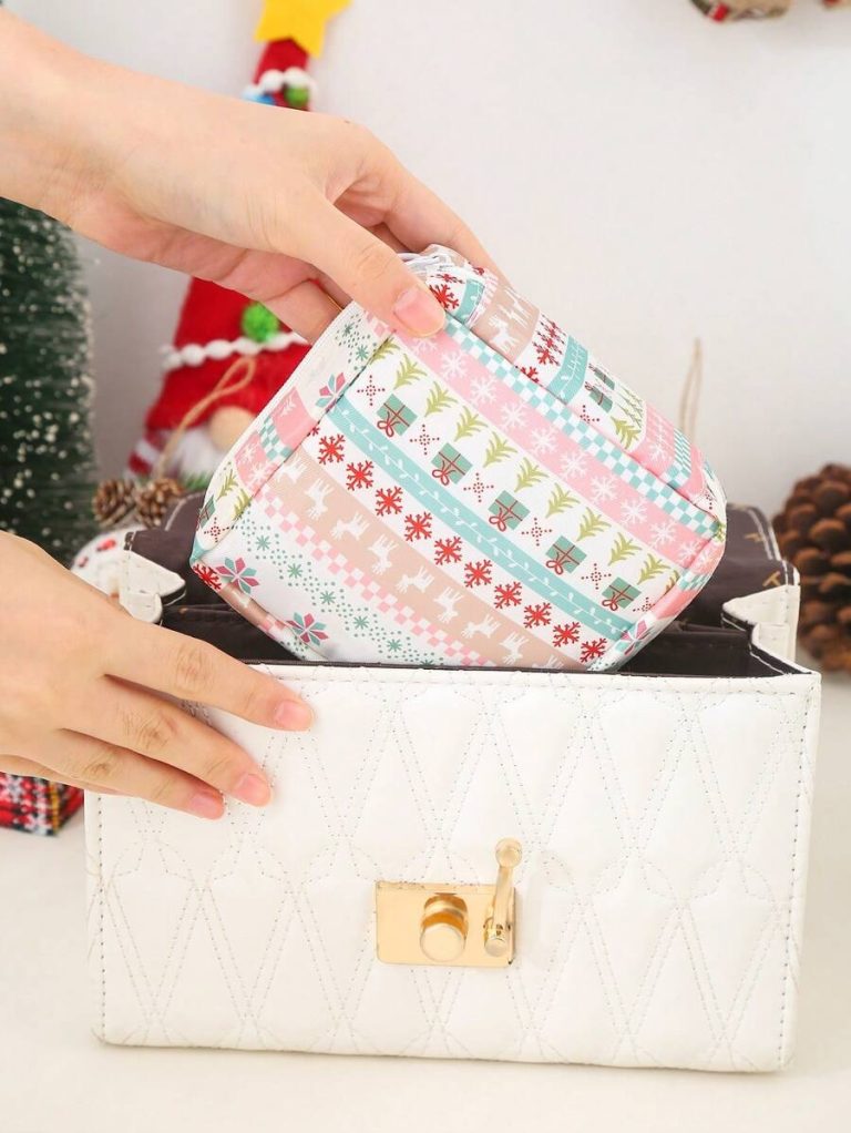 SHEIN 1PC Portable Sanitary Napkin Storage Bag, Zipper Oxford Cloth Menstrual Pad Bag, Stylish And Practical Multi-Function Travel Storage Bag - Perfect For Toiletries, Sanitary Napkins, Lipstick Bag, Coin Purse, Portable Storage Bag,Travel Wash Bag For Girls Women Ladies,And Makeup For Teen Girls Women Ladies,Back To School,Office & School Supplies Christmas For Holiday Gift Giving,Boho Vibes - Image 22