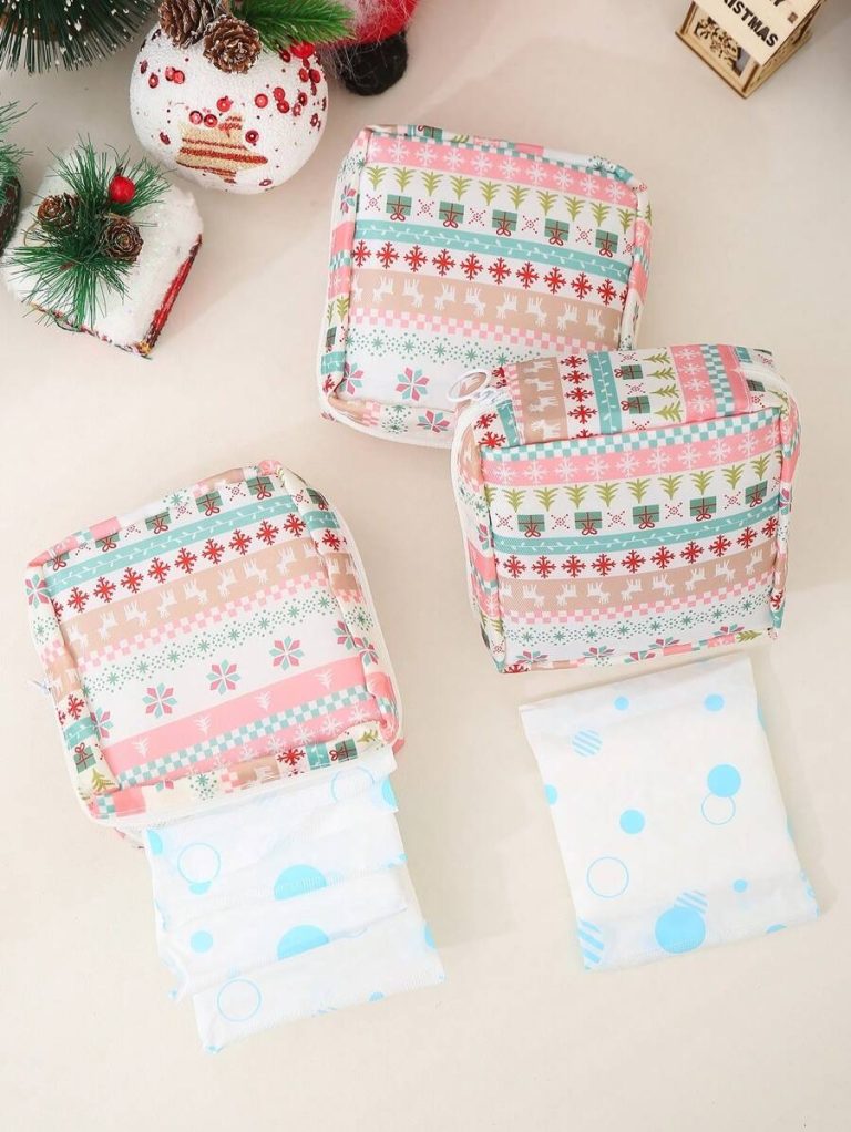 SHEIN 1PC Portable Sanitary Napkin Storage Bag, Zipper Oxford Cloth Menstrual Pad Bag, Stylish And Practical Multi-Function Travel Storage Bag - Perfect For Toiletries, Sanitary Napkins, Lipstick Bag, Coin Purse, Portable Storage Bag,Travel Wash Bag For Girls Women Ladies,And Makeup For Teen Girls Women Ladies,Back To School,Office & School Supplies Christmas For Holiday Gift Giving,Boho Vibes - Image 23