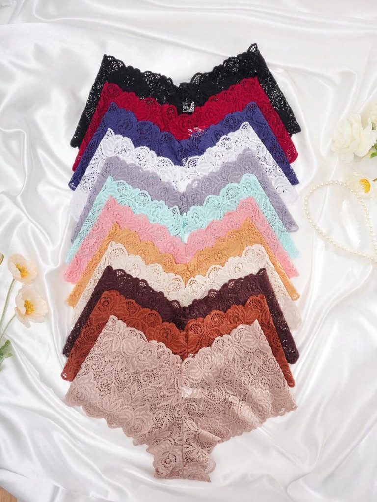 12pcs Lace Trim Sexy Triangle Panties For Women - Image 3