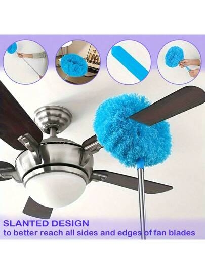 Long-Handled Microfiber Ceiling Fan Duster - Dust-Locking, Reusable, Machine Washable, Effortless Cleaning Brush -Ideal For RVs & Home Use