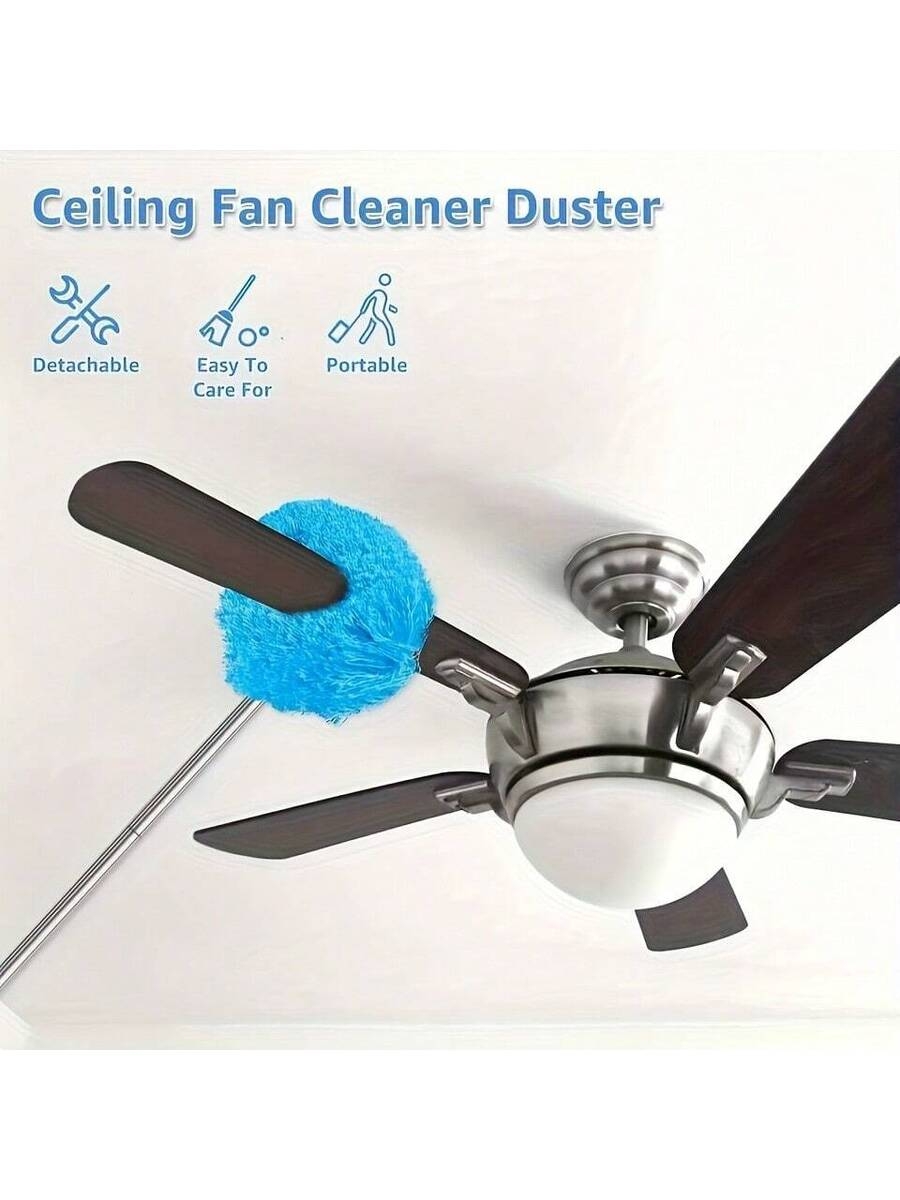 Long-Handled Microfiber Ceiling Fan Duster - Dust-Locking, Reusable, Machine Washable, Effortless Cleaning Brush -Ideal For RVs & Home Use - Image 5