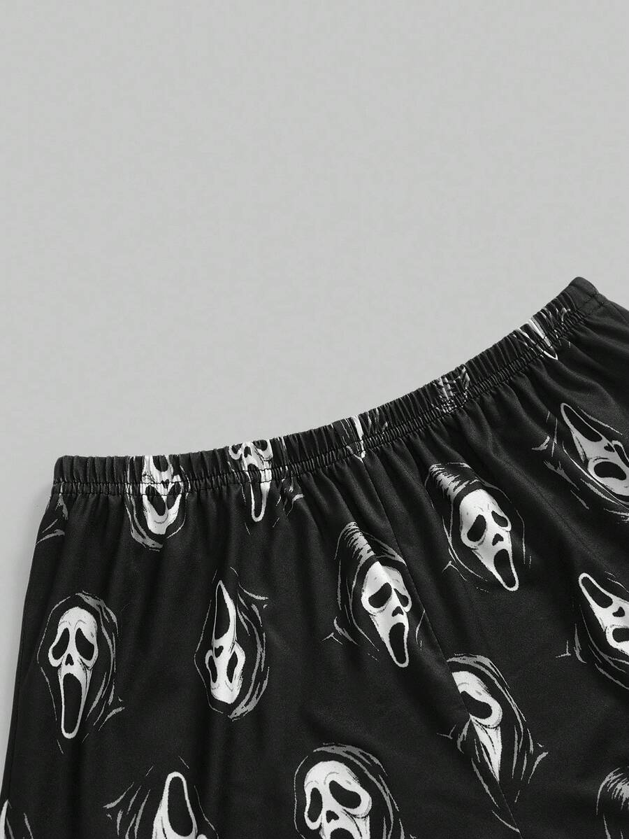 ROMWE Goth Women's Gothic Imp Pattern Contrast Color Strap Camisole & Shorts Casual Pajama Set - Image 17