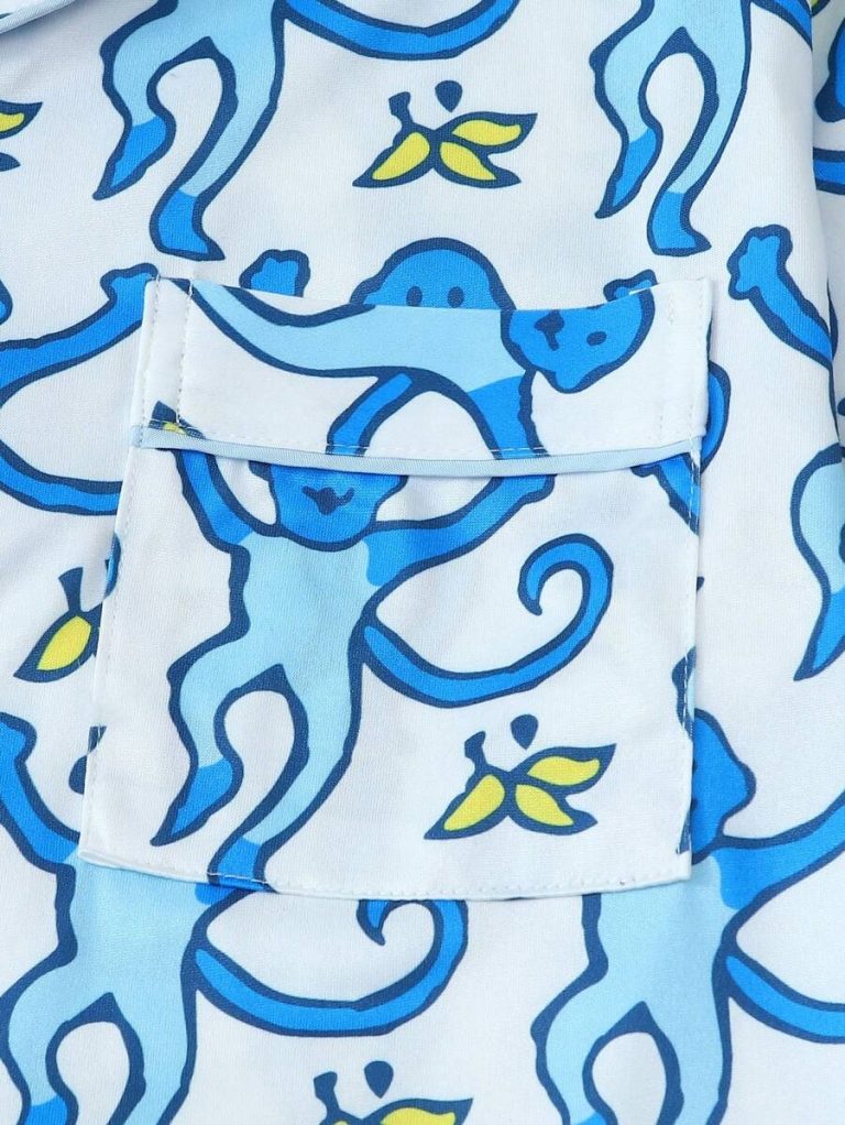 Monkey Print Women Short Sleeve & Short Pajama Set - Image 5