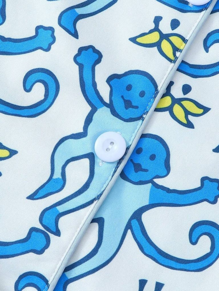 Monkey Print Women Short Sleeve & Short Pajama Set - Image 6
