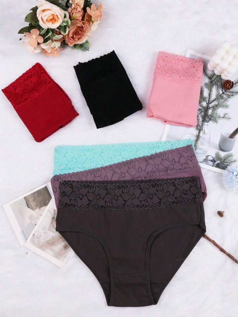6-Piece Plus-Size Triangle Panties With Lace Waistband, Featuring Lace Splicing Material, Are Soft, Comfortable, Breathable, With Mid-High Waist Elasticity, An Optimal Choice For Daily Wear. - Image 6