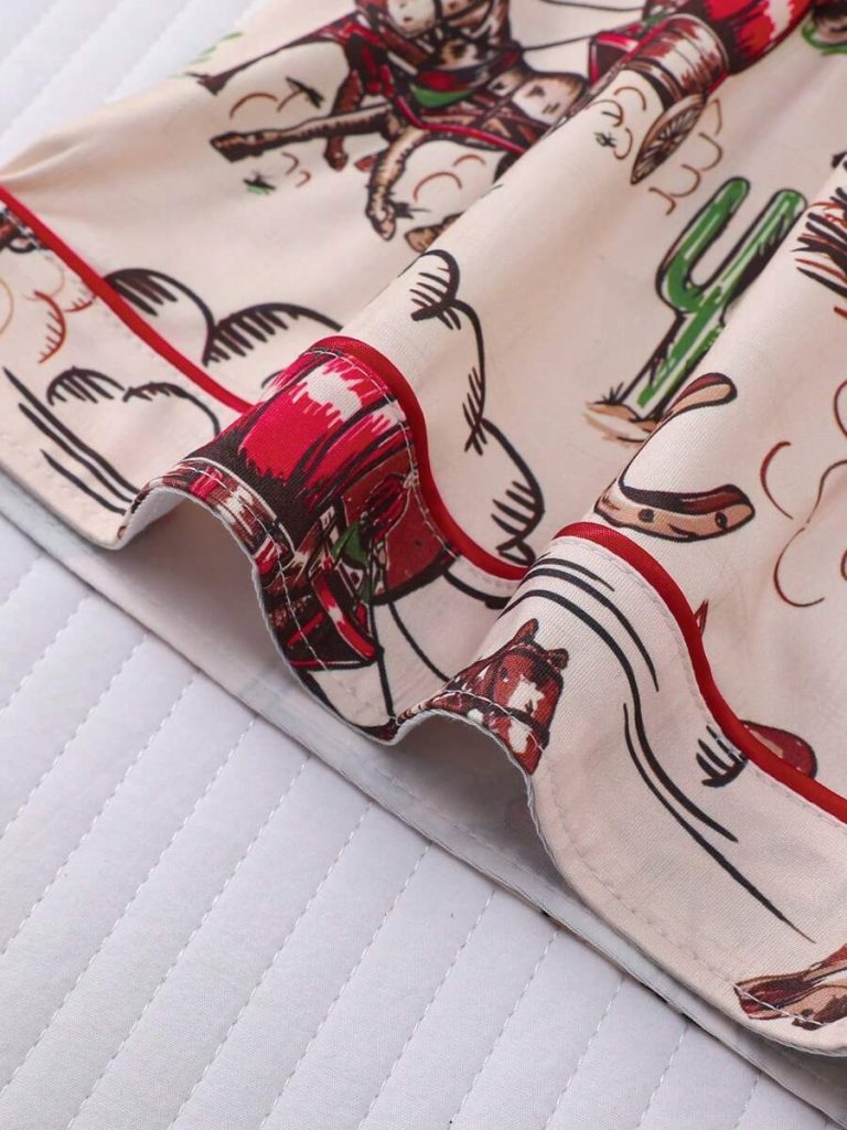2pcs Women Western Cowgirl & Wagon Print Sleepwear Set, Elastic Waist, Cartoon Pattern, Short Sleeve Top And Shorts, Comfortable For All Seasons - Image 9