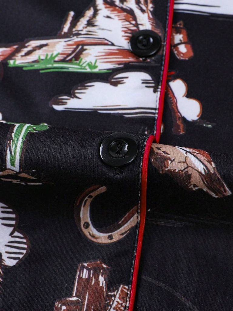 2pcs Women Western Cowgirl & Wagon Print Sleepwear Set, Elastic Waist, Cartoon Pattern, Short Sleeve Top And Shorts, Comfortable For All Seasons - Image 17