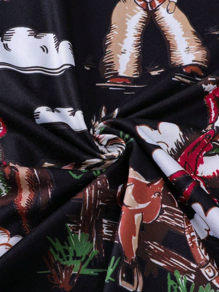 2pcs Women Western Cowgirl & Wagon Print Sleepwear Set, Elastic Waist, Cartoon Pattern, Short Sleeve Top And Shorts, Comfortable For All Seasons - Image 21