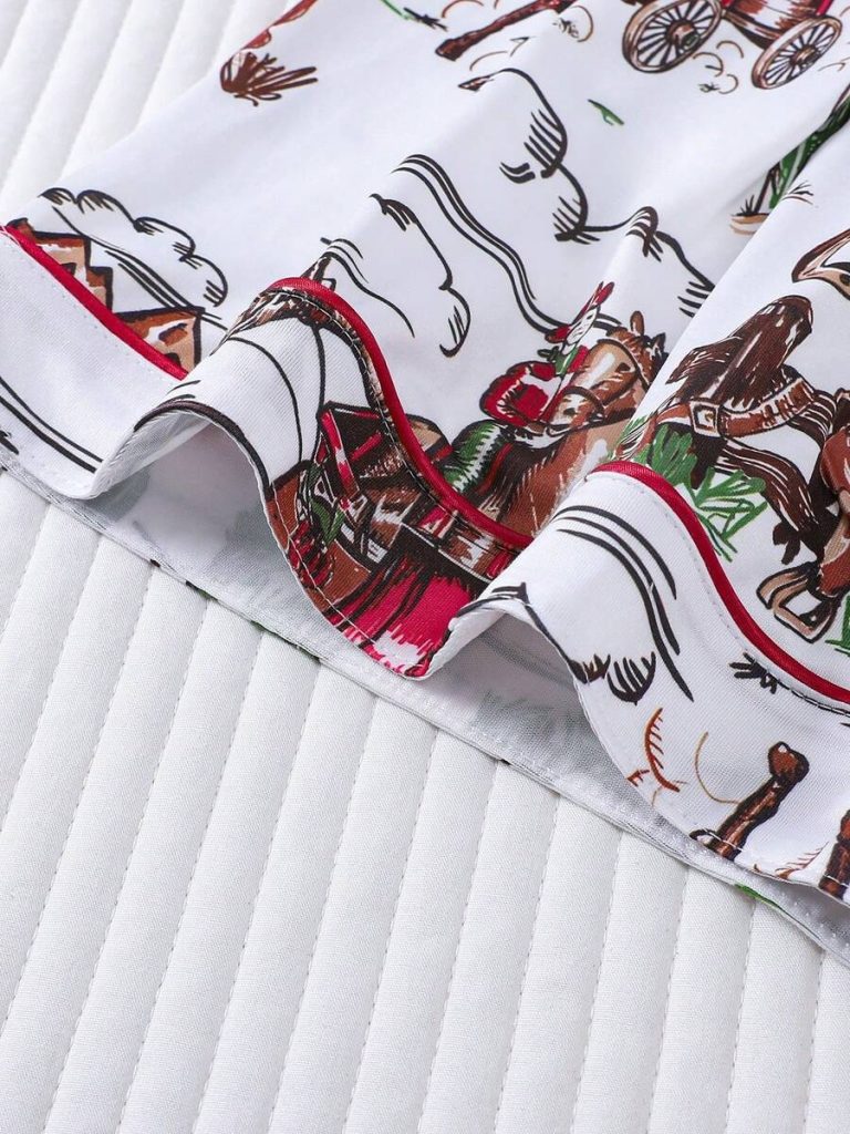 2pcs Women Western Cowgirl & Wagon Print Sleepwear Set, Elastic Waist, Cartoon Pattern, Short Sleeve Top And Shorts, Comfortable For All Seasons - Image 29