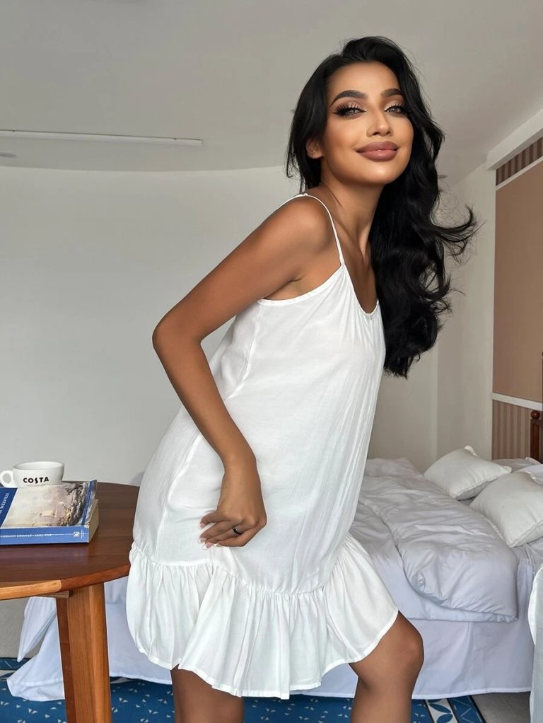 Ruffle Hem Cami Pajama Night Dress - Image 5
