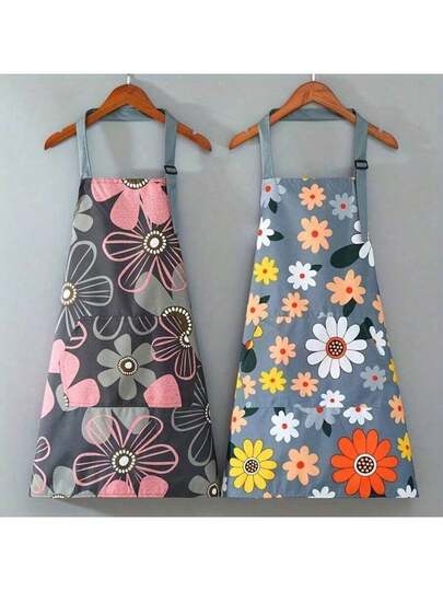 Kitchen Items 1pc Waterproof Floral Print Apron For Gardening And Cooking - Oil-Proof ,Kitchen,Bathroom,Home,Household Suppliers