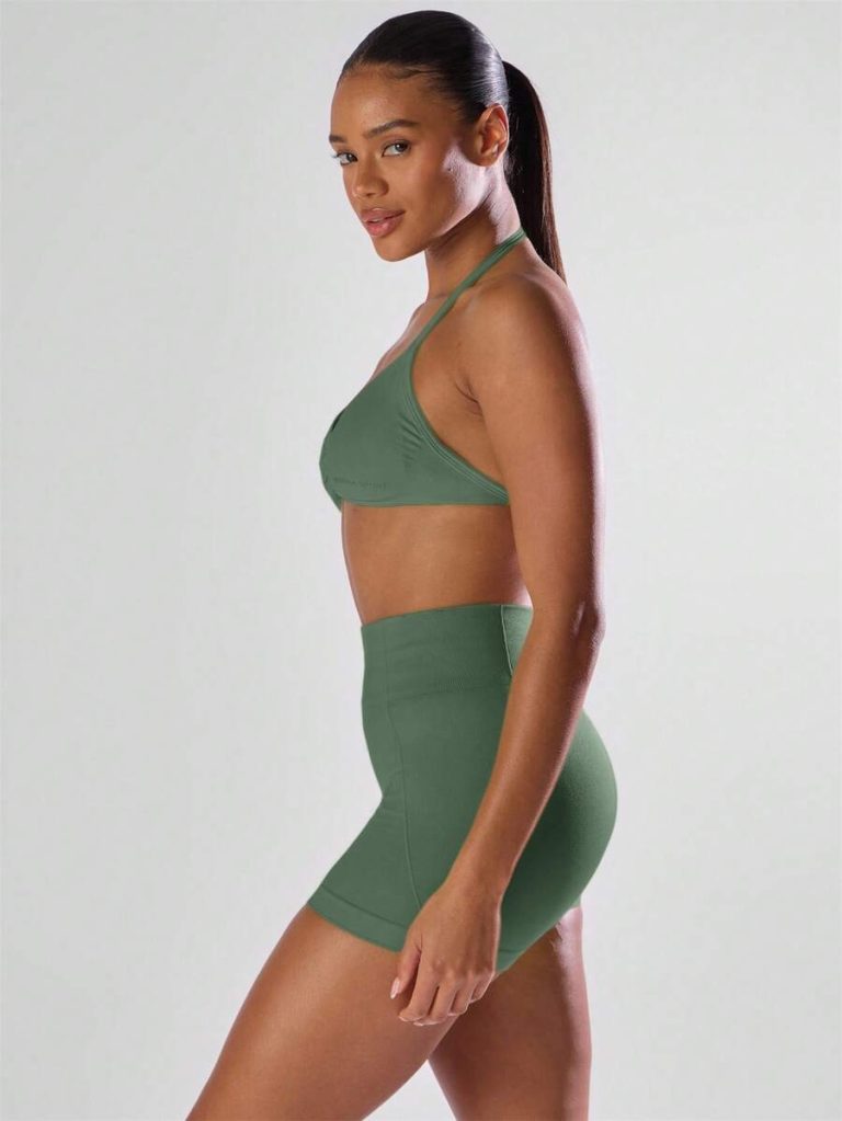Musera Sport Solid Ruched Bust Open Back Halter Sports Bra , Active Comfy Workout Gym Running Run Clubpadel, Tennis, Pickleball - Image 5