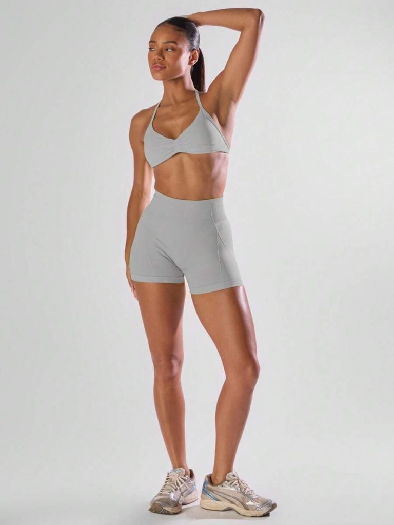 Musera Sport Solid Ruched Bust Open Back Halter Sports Bra , Active Comfy Workout Gym Running Run Clubpadel, Tennis, Pickleball - Image 30