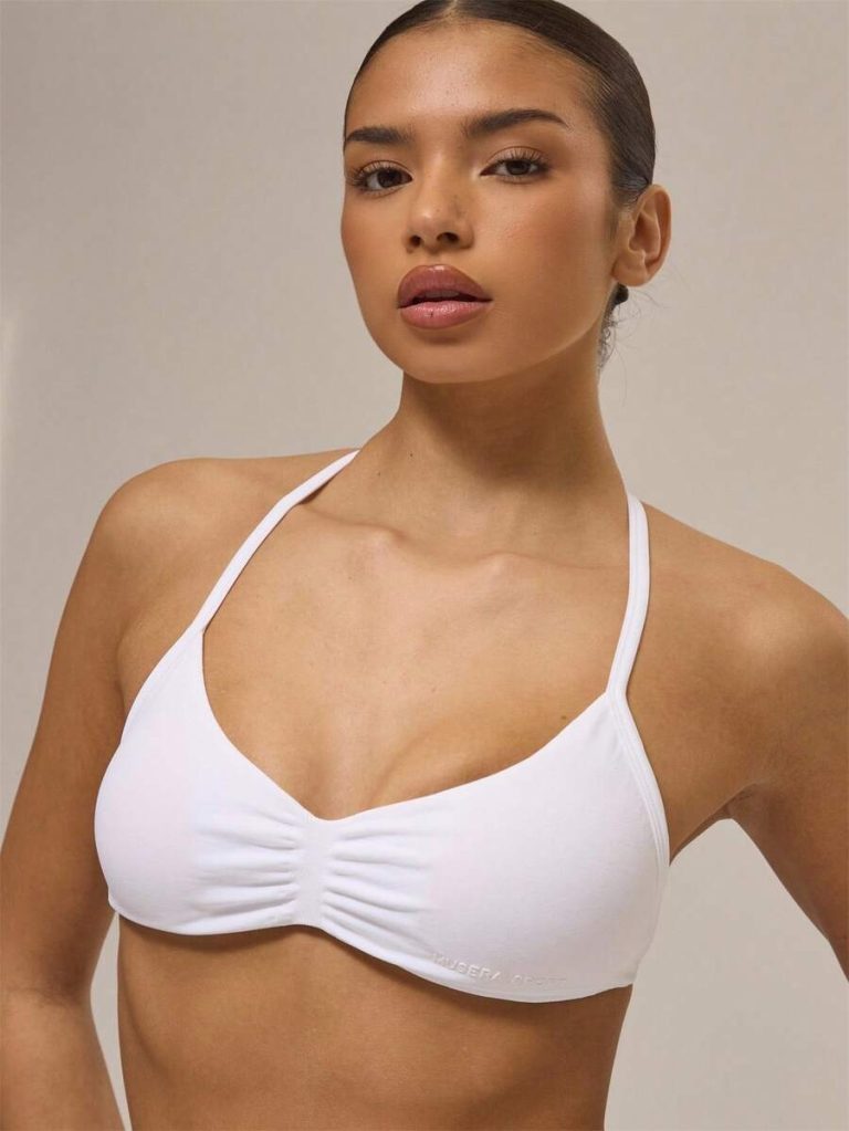 Musera Sport Solid Ruched Bust Open Back Halter Sports Bra , Active Comfy Workout Gym Running Run Clubpadel, Tennis, Pickleball - Image 38
