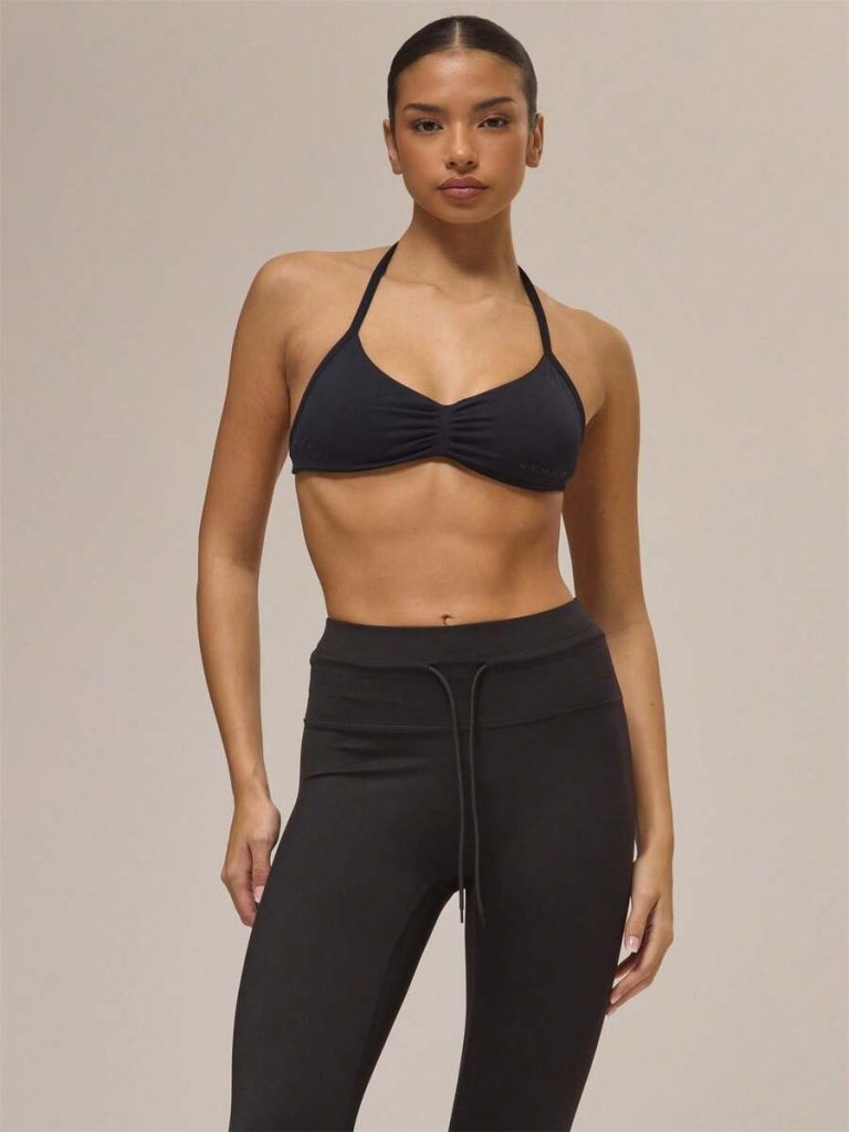 Musera Sport Solid Ruched Bust Open Back Halter Sports Bra , Active Comfy Workout Gym Running Run Clubpadel, Tennis, Pickleball - Image 39