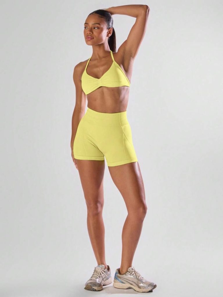 Musera Sport Solid Ruched Bust Open Back Halter Sports Bra , Active Comfy Workout Gym Running Run Clubpadel, Tennis, Pickleball - Image 72