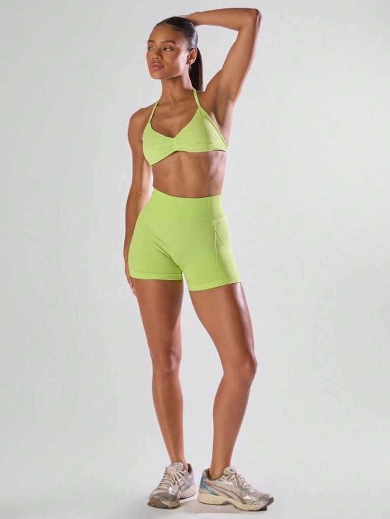 Musera Sport Solid Ruched Bust Open Back Halter Sports Bra , Active Comfy Workout Gym Running Run Clubpadel, Tennis, Pickleball - Image 78