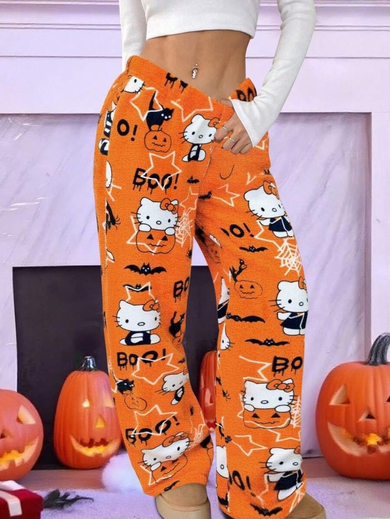 Sanrio 1pc Hello Kitty Plush Warm Fleece Pants For Women, Cute & Comfortable For Autumn/Winter, Fall - Image 3