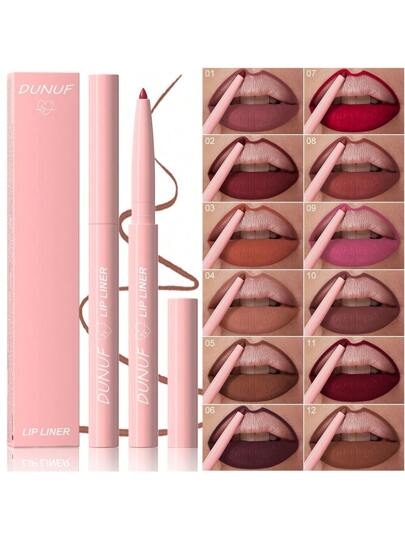 DUNUF 1 Pcs Skin-Friendly Long-Lasting Lip Liner Waterproof, Sweat Resistant, Easy To Color, Fast To Fade, Easy To Carry Rich Colors, Choose A Variety Of Beautiful Packaging Makeup Gifts