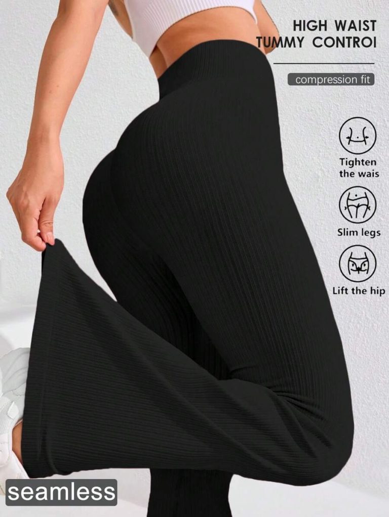 Studio SHEIN Sport 2pcs Seamless Sports Yoga Leggings Workout Leggings Ribbed Leggings Yoga Pants Ribbed Knit Leggings Wide Leg Leggings Knitted Leggings Flare Leggings Ribbed Wide Leg Leggings Flare Ribbed Leggings Leg Warmers Women Slouch Socks Women Thigh High Socks - Image 18