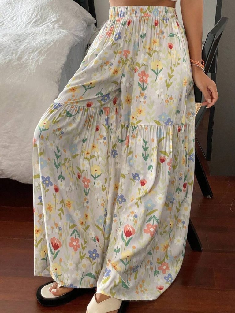 DAZY Women's Summer Lightweight Ditsy Floral Loose Wide Leg Pajama Pants, Fall - Image 11