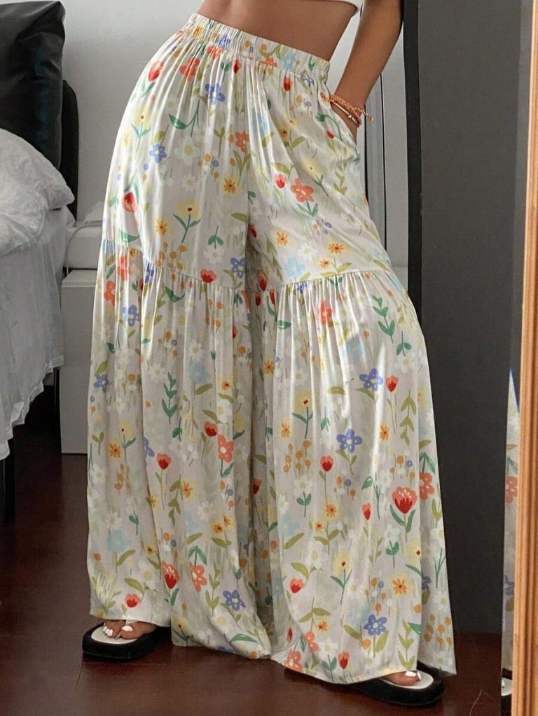 DAZY Women's Summer Lightweight Ditsy Floral Loose Wide Leg Pajama Pants, Fall - Image 13