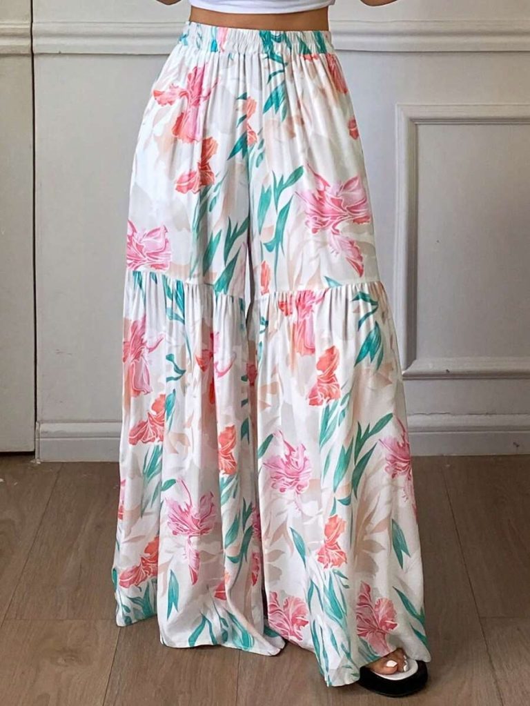 DAZY Women's Summer Lightweight Ditsy Floral Loose Wide Leg Pajama Pants, Fall - Image 19