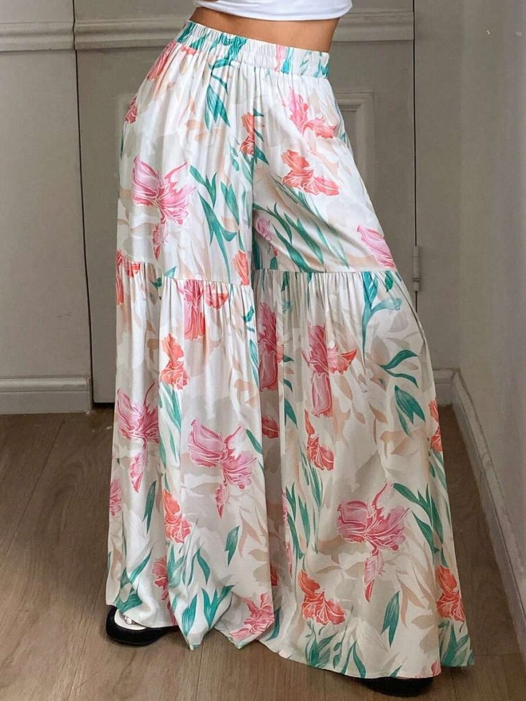 DAZY Women's Summer Lightweight Ditsy Floral Loose Wide Leg Pajama Pants, Fall - Image 21