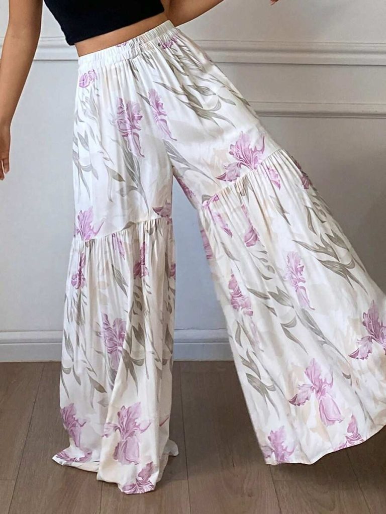 DAZY Women's Summer Lightweight Ditsy Floral Loose Wide Leg Pajama Pants, Fall - Image 28