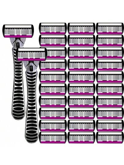 6-Layer Manual Shaving Razor, European & American Style, Suitable For Men & Women, Provides Smooth Shaving Experience With Anti-Slip Strip, Applicable For 10 Occasions, Essential Tool For Daily Shaving And Hair Removal