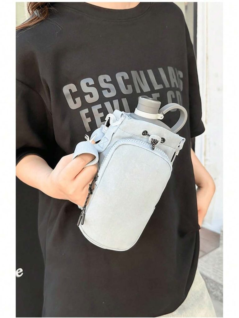 1Pc Nylon Water Bottle Carrier With Adjustable Shoulder Strap, Insulated Outdoor Hiking Camping Travel Accessory With Zippered Pockettravel Organizer Small Suitcase Accessories Home Cruise Essentials Travel Bag Mini Portable Travel Organizer Portable Holiday Organizer Great For Hiking And Outdoor Activities, With A Versatile Front Pocket Design For Easy Portability The Perfect Gift - Image 5