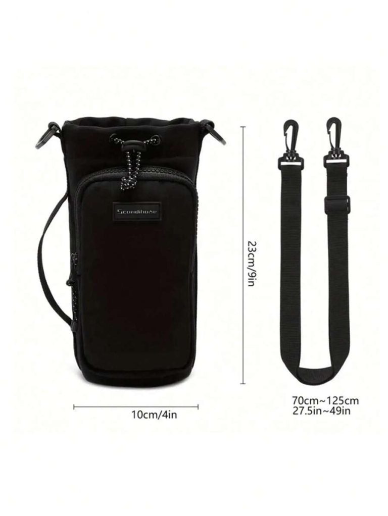 1Pc Nylon Water Bottle Carrier With Adjustable Shoulder Strap, Insulated Outdoor Hiking Camping Travel Accessory With Zippered Pockettravel Organizer Small Suitcase Accessories Home Cruise Essentials Travel Bag Mini Portable Travel Organizer Portable Holiday Organizer Great For Hiking And Outdoor Activities, With A Versatile Front Pocket Design For Easy Portability The Perfect Gift - Image 6