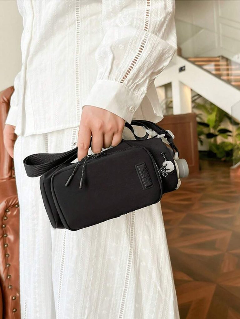 1Pc Nylon Water Bottle Carrier With Adjustable Shoulder Strap, Insulated Outdoor Hiking Camping Travel Accessory With Zippered Pockettravel Organizer Small Suitcase Accessories Home Cruise Essentials Travel Bag Mini Portable Travel Organizer Portable Holiday Organizer Great For Hiking And Outdoor Activities, With A Versatile Front Pocket Design For Easy Portability The Perfect Gift - Image 9