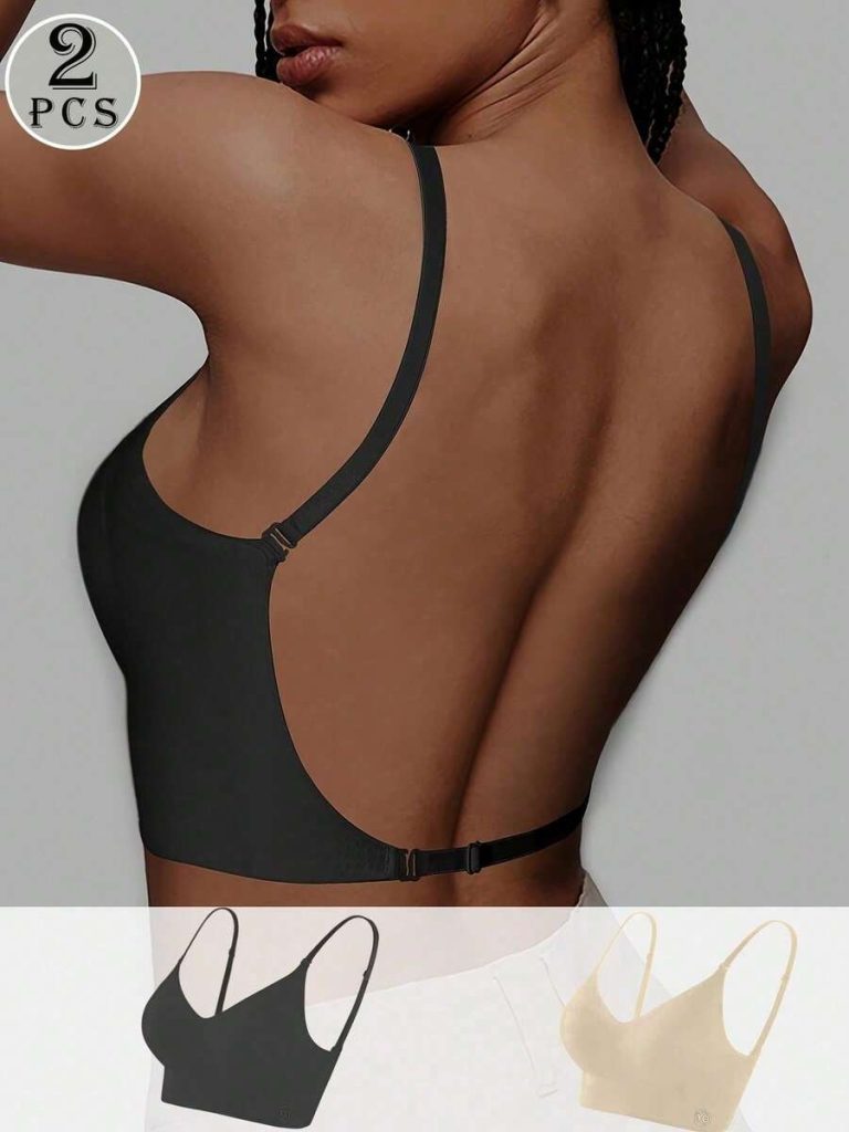 1/2 Pcs Seamless Backless Wireless Bra - 3-Way Cross-Back Design, Removable Pads & Adjustable Straps, Elegant Everyday Undergarment For Women, Comfortable Undergarment, Sleek Underwear, Smooth Texture - Image 17