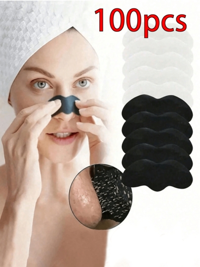 100/50/20/10/1 Black And White Nose Strips (Must Be Moistened Before Use) Natural Charcoal Blackhead Remover Cleansing Strips Unisex Large Self-Adhesive Nose Strips For Travel