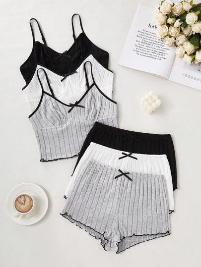 3pcs Solid Color Casual Pajama Set, Fashion For Summer Holiday Season Outfit