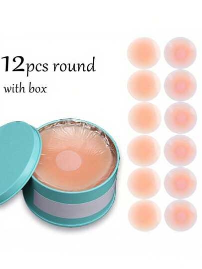 12pcs Reusable Nipple Covers, Strapless Invisible Self-Adhesive Breast Lift Pasties, Women's Lingerie & Underwear Accessories