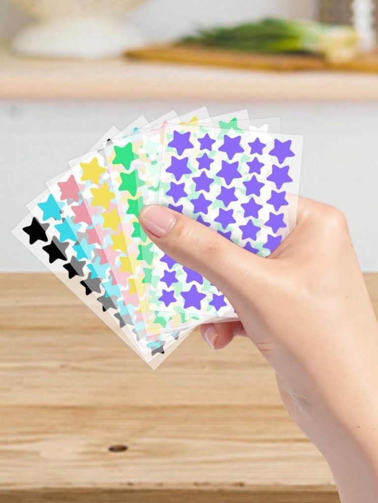 255pcs Pink, Black, White, Blue, Purple, Green, Star E-Star Facial Stickers, A Must-Have For Taking Photos, Facial Painting, Suitable For Various Parties, Gatherings, And Fun Activities. 102/51,Makeup,Cheap,Room Decor,Vanity,Travel,Bedroom,Makeup Accessories - Image 9