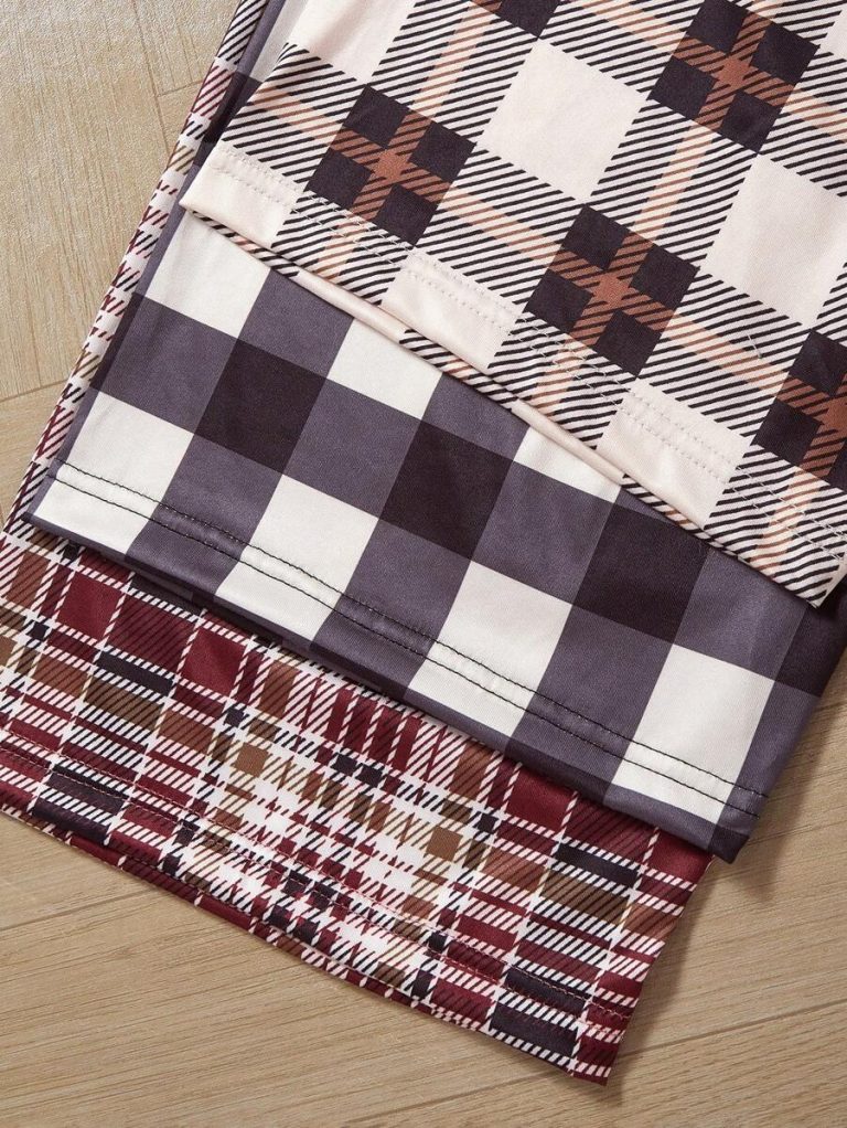 3pcs Plaid Patterned Pants Pajama Set, Fall Clothes - Image 7