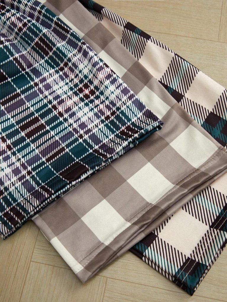 3pcs Plaid Patterned Pants Pajama Set, Fall Clothes - Image 11