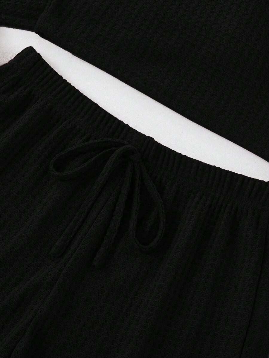 Drop Shoulder Tee & Cami Top & Shorts Lounge Set Outfit - Image 4