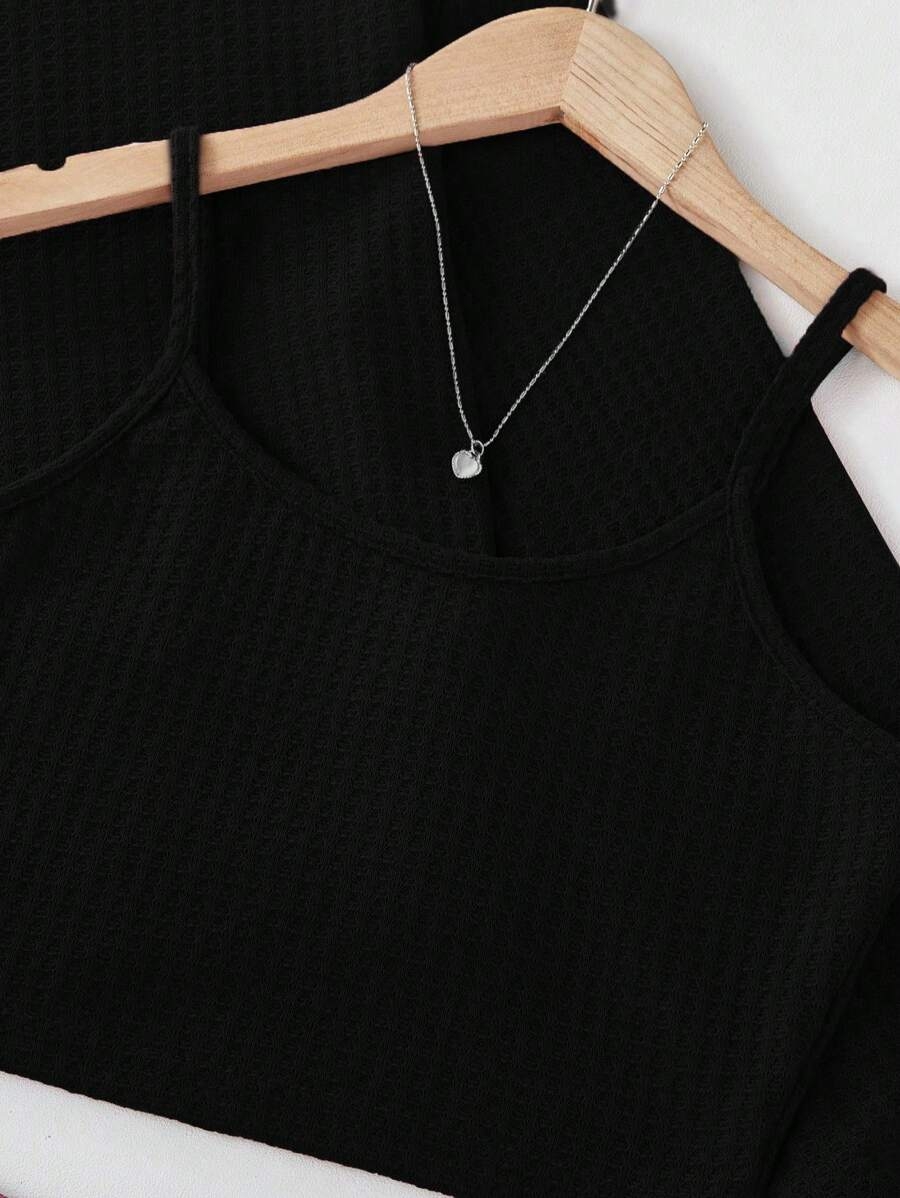 Drop Shoulder Tee & Cami Top & Shorts Lounge Set Outfit - Image 7