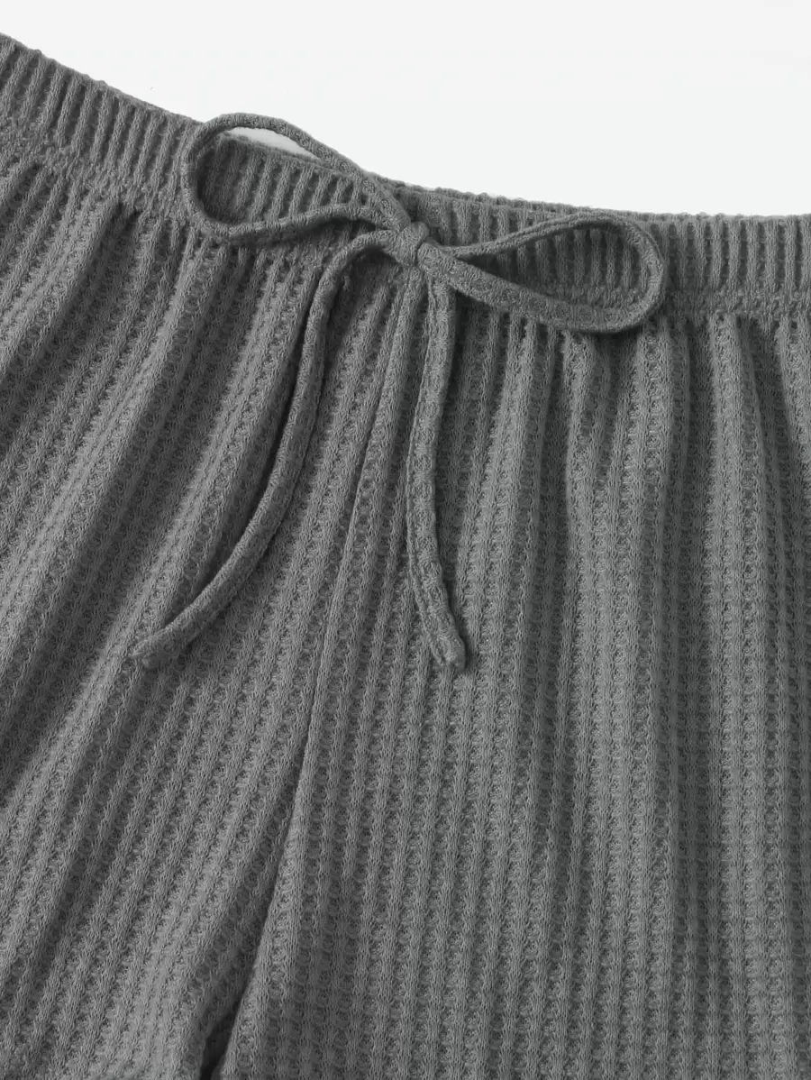 Drop Shoulder Tee & Cami Top & Shorts Lounge Set Outfit - Image 16