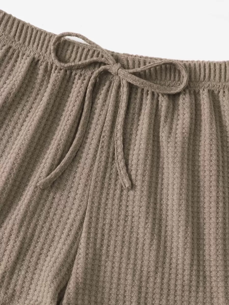 Drop Shoulder Tee & Cami Top & Shorts Lounge Set Outfit - Image 36