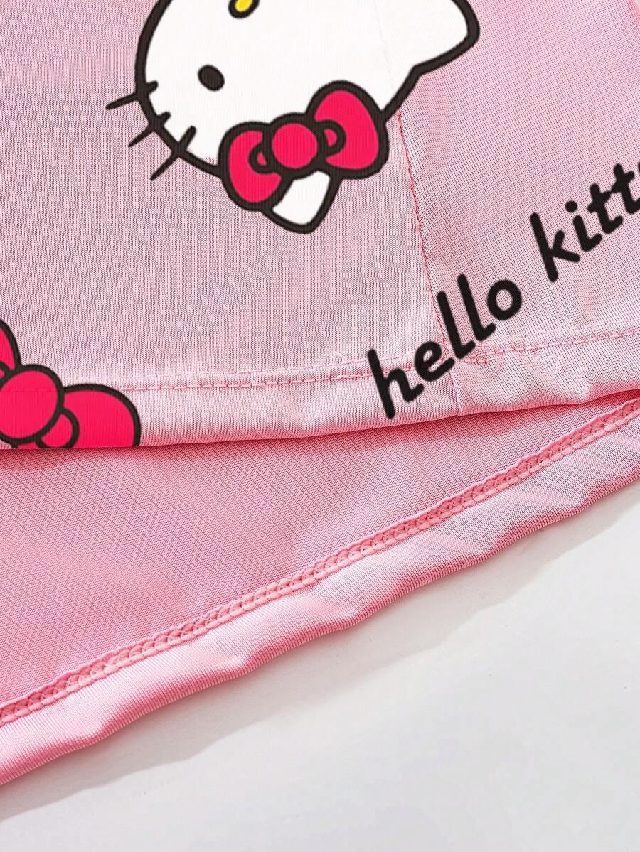 Sanrio Sanrio Women's Hello Kitty Print,Girl Lotus Leaf Edge Small Flying Sleeve Milk Silk,Pink Pajamas,Cute Sleep Dress,Hollow Out, Exposed Waist,Bag Hip Skirt,Babydolls,Sexy Lingerie,Sexy Lingerie Dress - Image 10