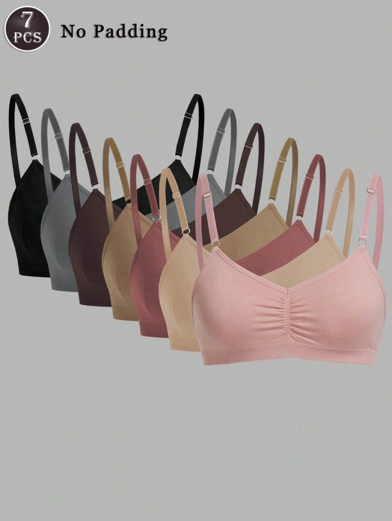7pcs Seamless Undergarment Set, Comfortable Casual Bra With Adjustable Straps - Image 19